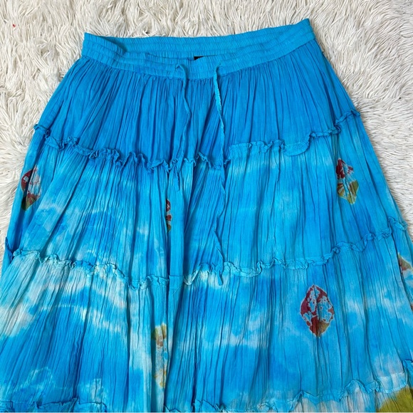 ◾️Papa Bohemian Tiered Hippie Multicolour Maxi Skirt With Drawstring Waist - Picture 3 of 5